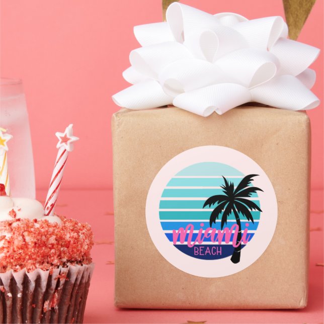 Miami Beach  Classic Round Sticker (Party)