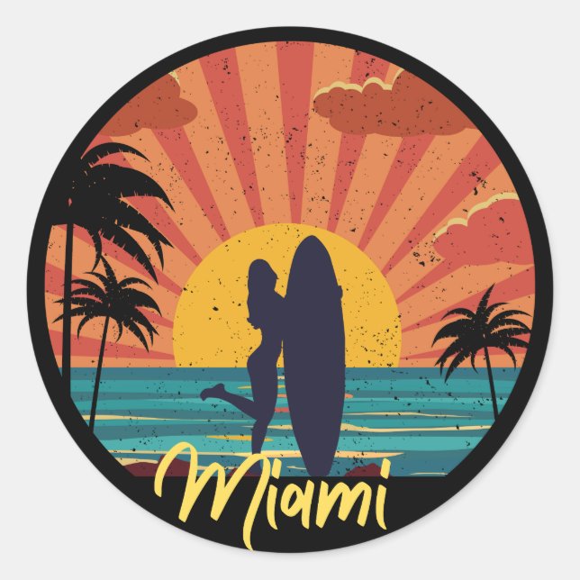 Miami Beach Classic Round Sticker (Front)