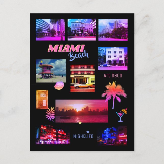 Miami Beach Collage Postcard (Front)