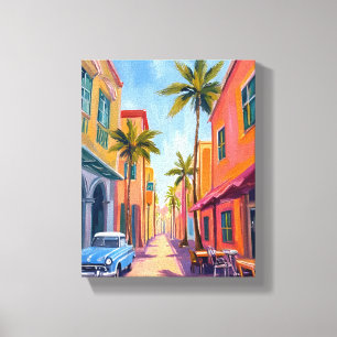 Miami Beach Colourful Street Scene Canvas Print