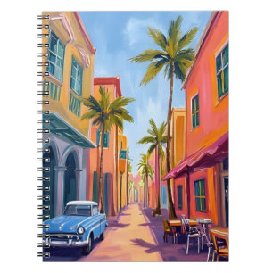 Miami Beach Colourful Street Scene Notebook