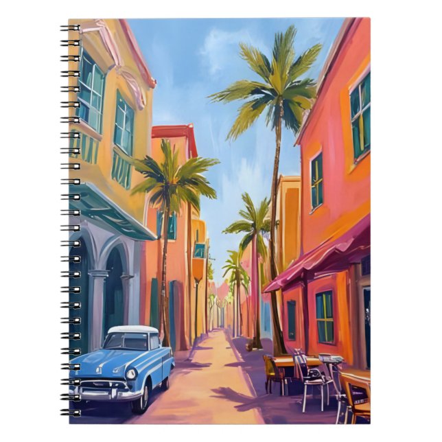 Miami Beach Colourful Street Scene Notebook (Front)