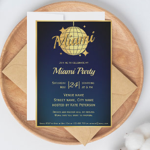 Miami beach disco ball party event Invitation