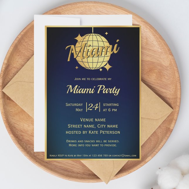 Miami beach disco ball party event Invitation (Creator Uploaded)