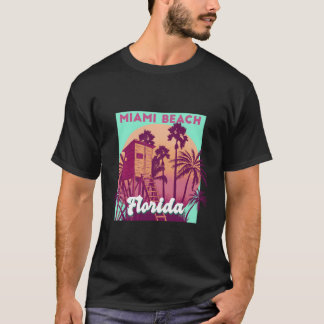 Miami Beach Fl Florida Ocean Scene Beach Palm T-Shirt