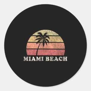 Miami Beach Fl Vintage 70s Retro Throwback Design Classic Round Sticker