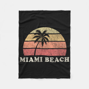 Miami Beach Fl Vintage 70s Retro Throwback Design Fleece Blanket