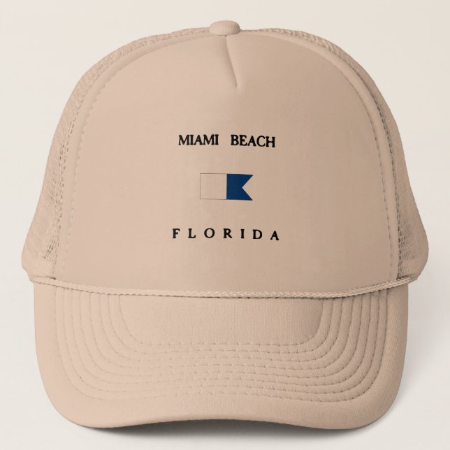 Miami Beach Florida Alpha Dive Flag Trucker Hat (Front)