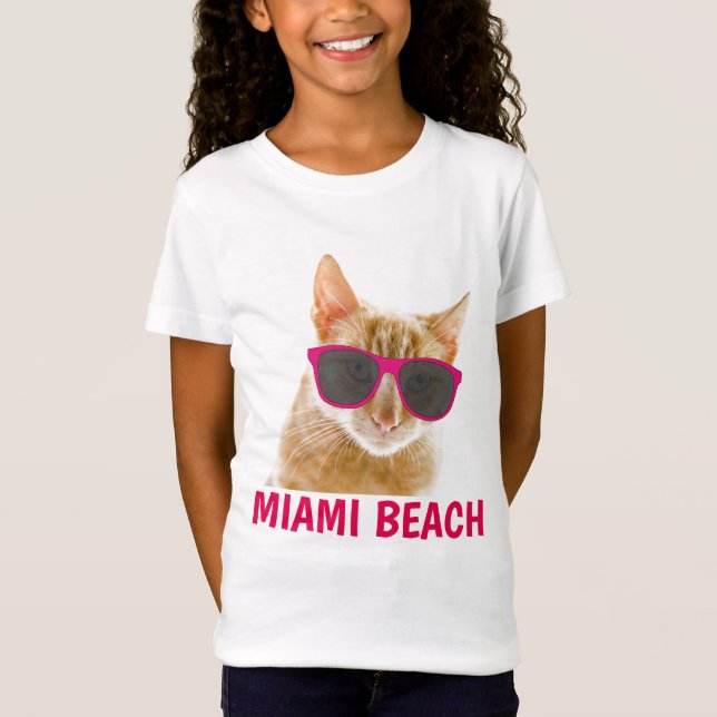 MIAMI BEACH Florida Cat T-shirts (Front)