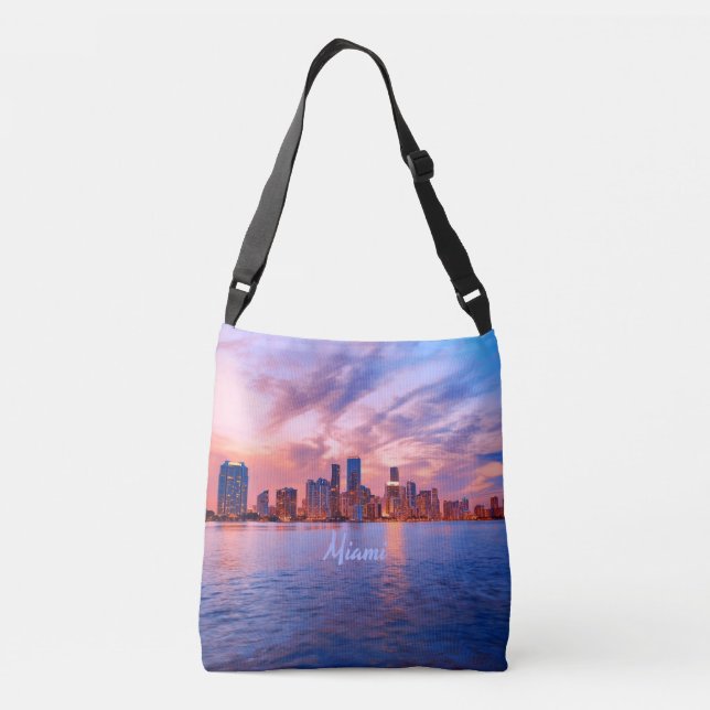 Miami Beach Florida City Skyline Crossbody Bag (Back)