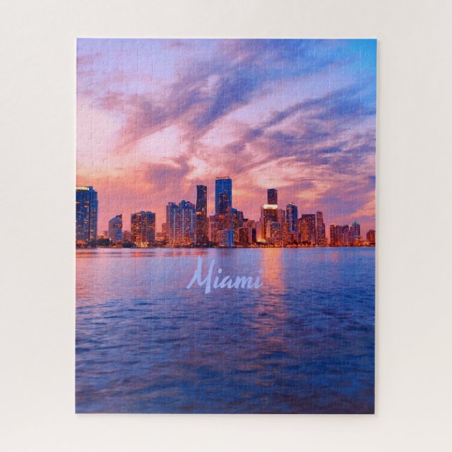 Miami Beach Florida City Skyline Jigsaw Puzzle (Vertical)