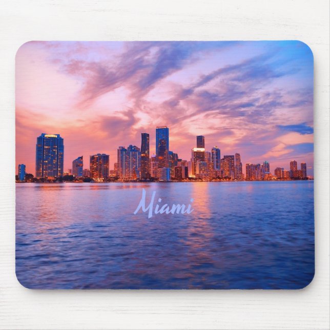 Miami Beach Florida City Skyline Mouse Mat (Front)
