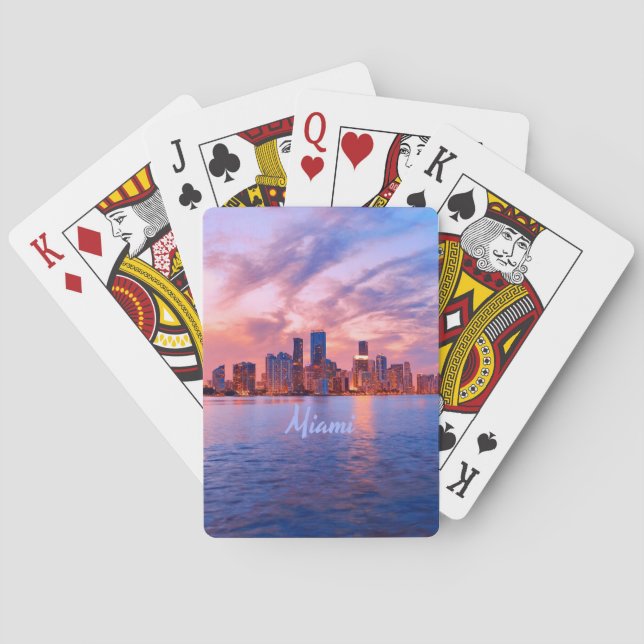 Miami Beach Florida City Skyline Playing Cards (Back)