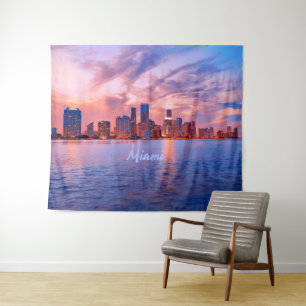 Miami Beach Florida City Skyline Tapestry