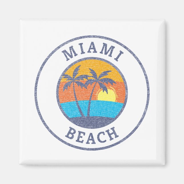 Miami Beach, Florida Faded Classic Style Magnet (Front)