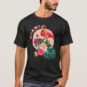 Miami Beach Florida Flamingo Sunset  Flowers Miami T-Shirt
