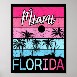 Miami Beach Florida Funny Vintage Sunset Tropical Poster