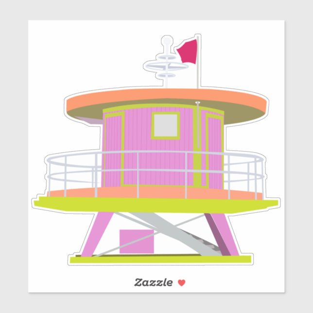 Miami Beach Florida Lifeguard Tower Sticker (Sheet)