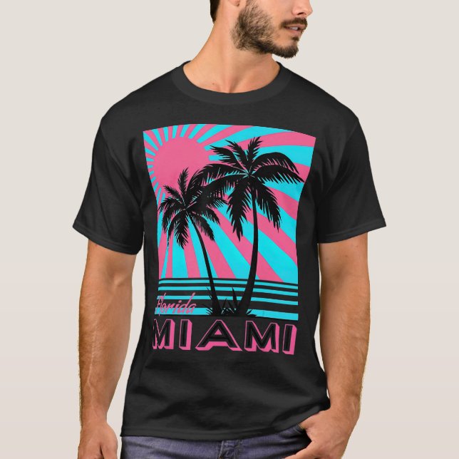 Miami Beach  Florida Miami Palm Trees T-Shirt (Front)