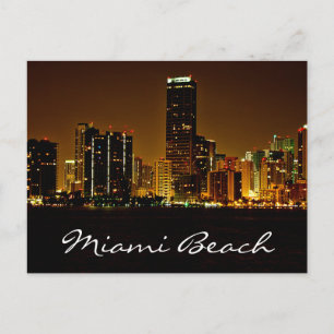Miami Beach Florida Night Skyline Post Card