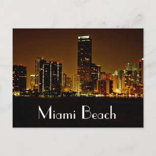Miami Beach Florida Night Skyline Post Card