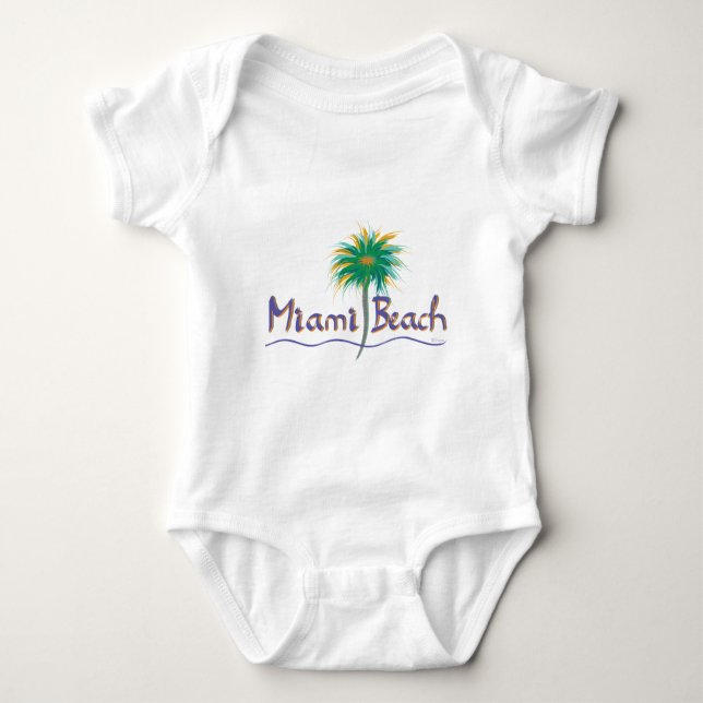 Miami Beach, Florida Palm Baby Bodysuit (Front)