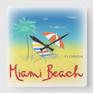 Miami Beach, Florida Palm Wall Clock