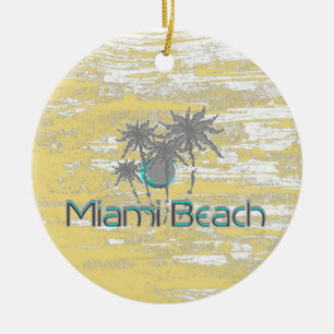 Miami-Beach, Florida,Palms, Grunge Cool Ceramic Tree Decoration