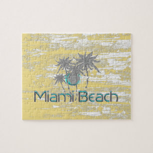 Miami-Beach, Florida,Palms, Grunge Cool Jigsaw Puzzle