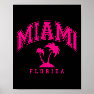 Miami Beach Florida Palms Palm Trees Preppy Varsit Poster