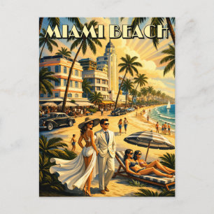 Miami Beach, Florida Retro Art Deco Color Tourism Postcard