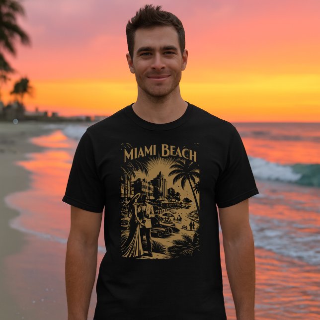 Miami Beach, Florida Retro Art Deco Travel Tourism T-Shirt (Creator Uploaded)