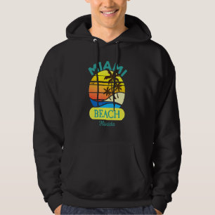Miami Beach Florida Retro Vintage Beach Summer Vac Hoodie