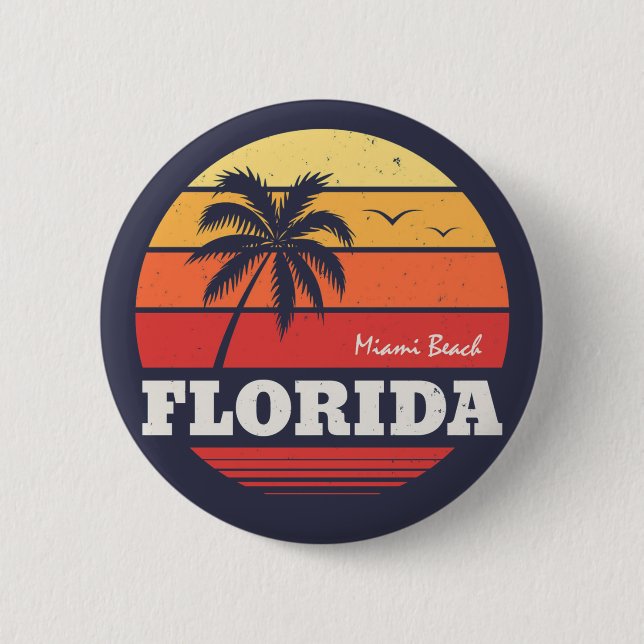 miami beach florida shirt 6 cm round badge (Front)