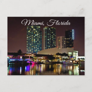 Miami Beach Florida Sklyline Travel Postcard