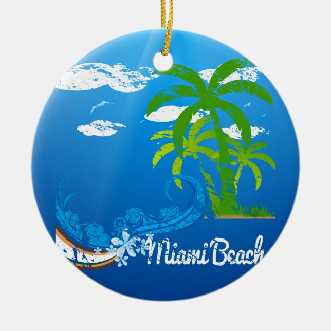 Miami Beach Florida Souvenir Ceramic Tree Decoration (Front)