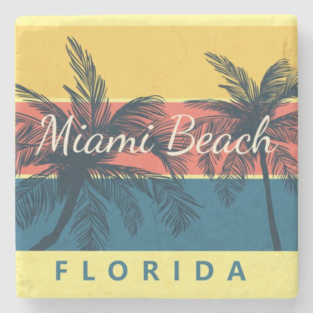 miami beach florida  stone coaster (Front)
