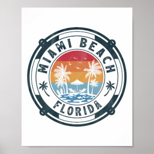 Miami Beach Florida Summer Vacation Vintage Sunset Poster