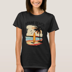 Miami Beach Florida Surfboard Surfing Men Women T-Shirt