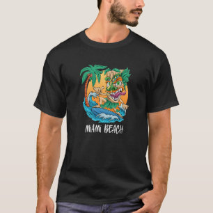 Miami Beach Florida Surfing Tiki Beach Vacation Me T-Shirt