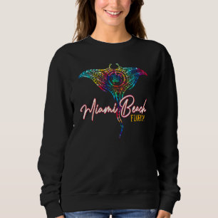 Miami Beach Florida Tie Dye Stingray Theme Family  Sweatshirt
