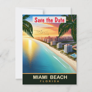 Miami Beach, Florida, Travel Postcard,  Save The Date