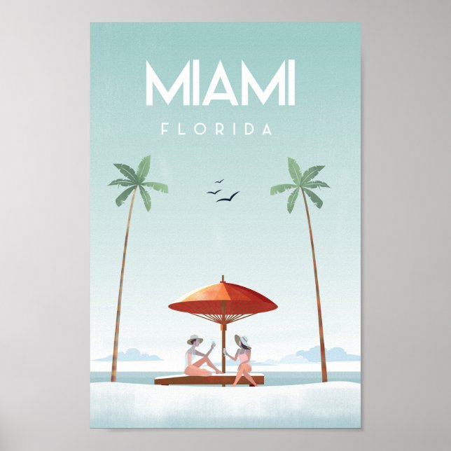 Miami  beach florida travel poster (Front)
