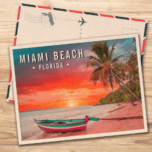 Miami Beach Florida Tropical Palm Tree 1950s Postcard