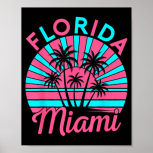 Miami Beach Florida Tropical Vintage Sunset Palm Poster