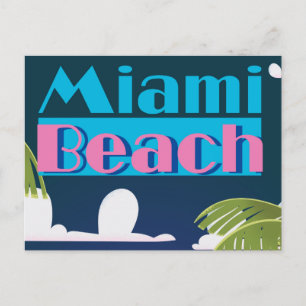 Miami Beach, Florida USA vintage travel poster Postcard