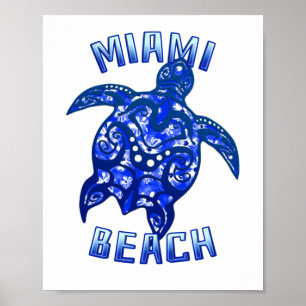 Miami Beach Florida Vacation Tribal Turtle Poster