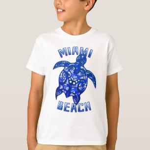 Miami Beach Florida Vacation Tribal Turtle T-Shirt