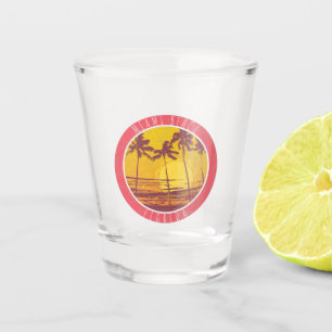 Miami Beach Florida Vintage Beach Sunrise Surf Shot Glass