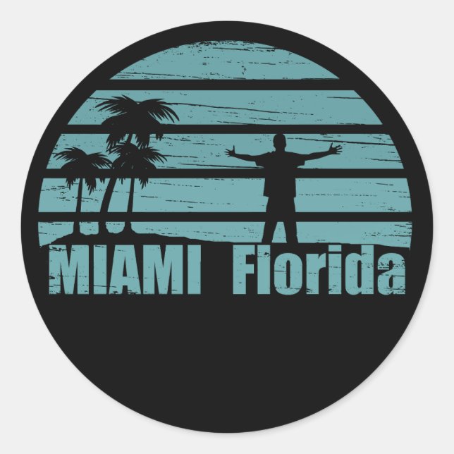 Miami beach Florida vintage Classic Round Sticker (Front)